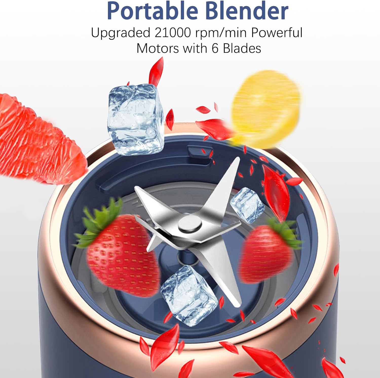 LICUADORA PORTÁTIL, MINI JUGO DE FRUTAS DE 400 ML, TAZA DE 6 CUCHILLAS, DE ALTA POTENCIA, LICUADORA DE BATIDOS