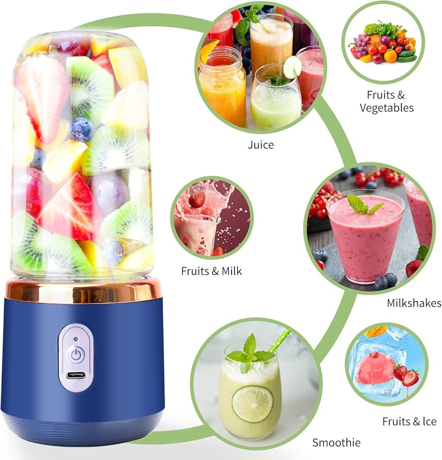 LICUADORA PORTÁTIL, MINI JUGO DE FRUTAS DE 400 ML, TAZA DE 6 CUCHILLAS, DE ALTA POTENCIA, LICUADORA DE BATIDOS