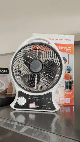 🌞🌀 Abanico Solar Recargable 14" – ¡Más que solo frescura! 🌀🌞