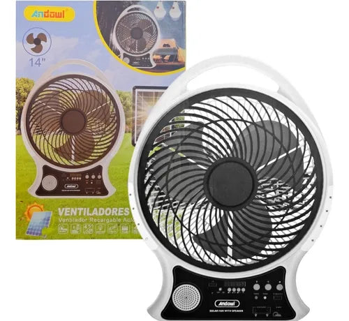🌞🌀 Abanico Solar Recargable 14" – ¡Más que solo frescura! 🌀🌞