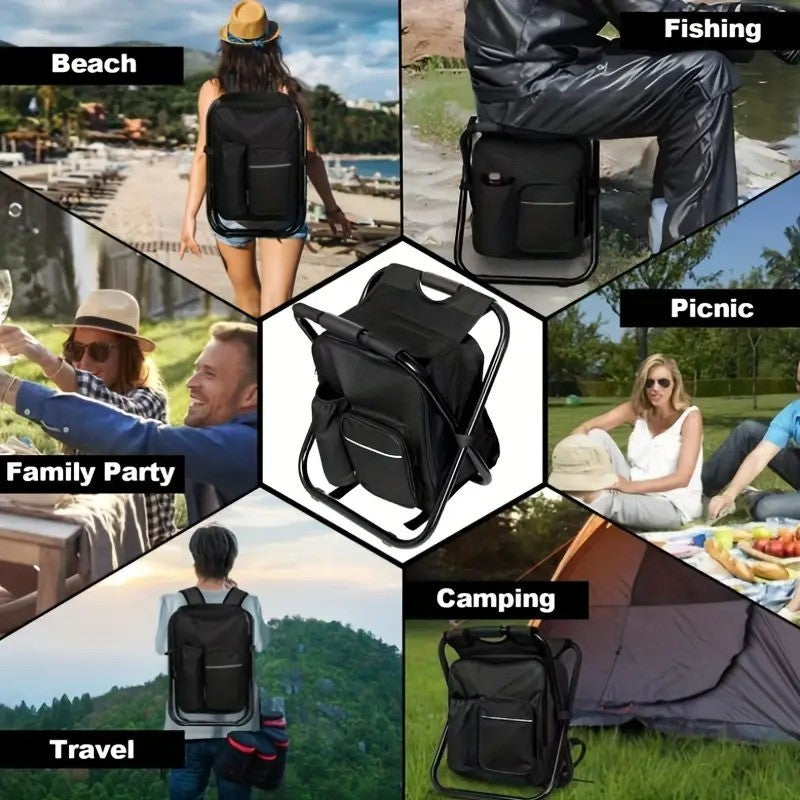 SILLA MOCHILA PLEGABLE 3 EN 1 – IDEAL PARA CAMPING, PESCA Y SENDERISMO